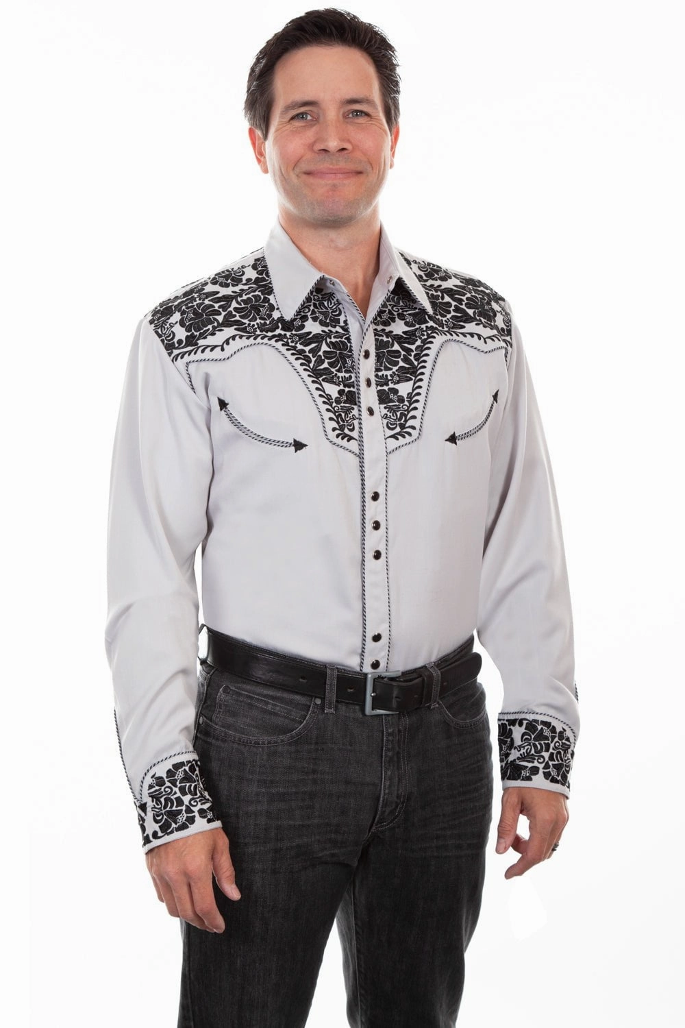 Scully Mens Steel Poly/Rayon Floral L/S Shirt Thermal Regulation Fabric