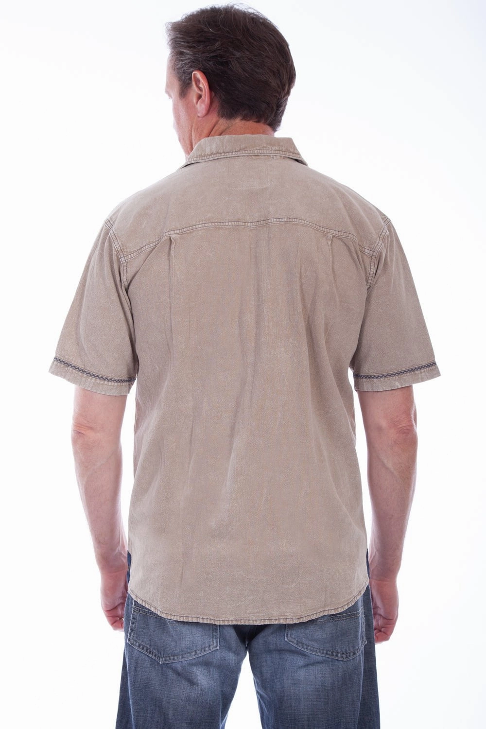 Scully Mens Stone 100% Cotton Ridgeline S/S Shirt Quick Release Cuffs Flexible Placket Structure