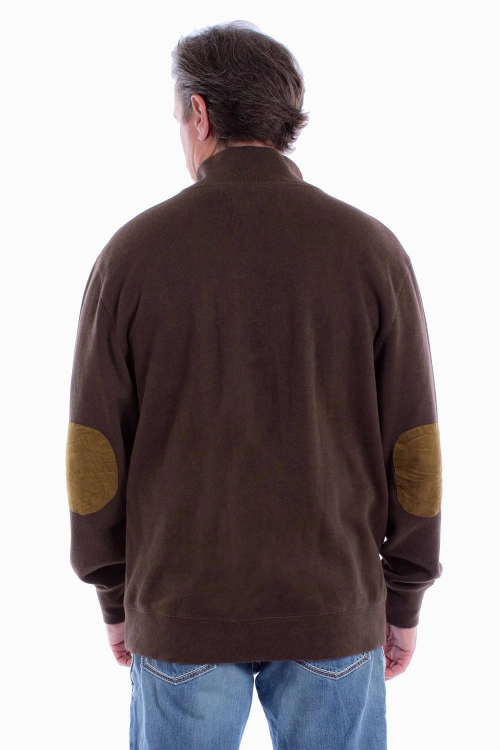Scully Mens Suede Elbow Button Chocolate Cotton Blend Pullover Sweater Wardrobe Must-Have