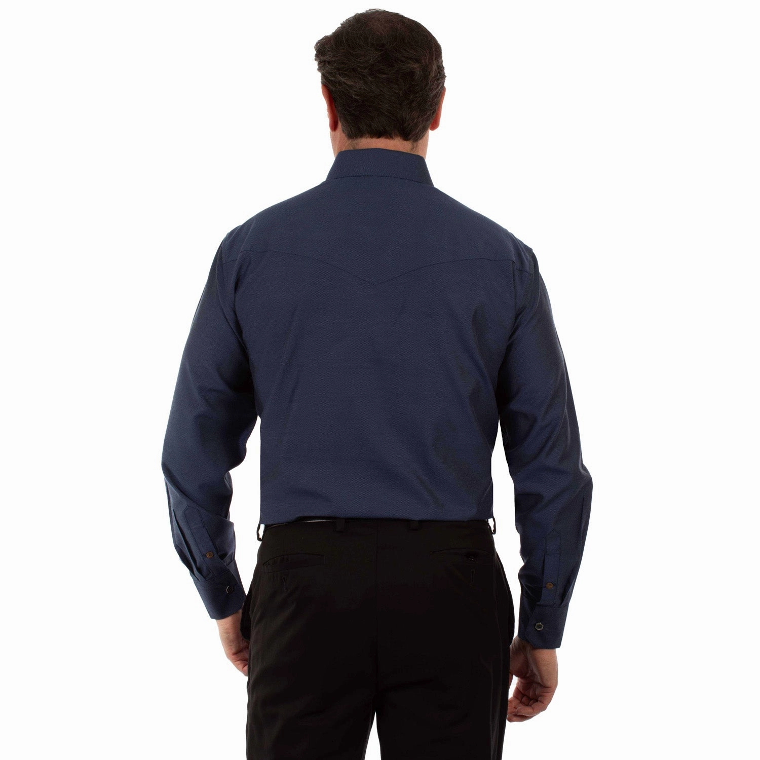 Zip Front Scully Mens Two Tone Signature Blue 100% Cotton L/S Shirt