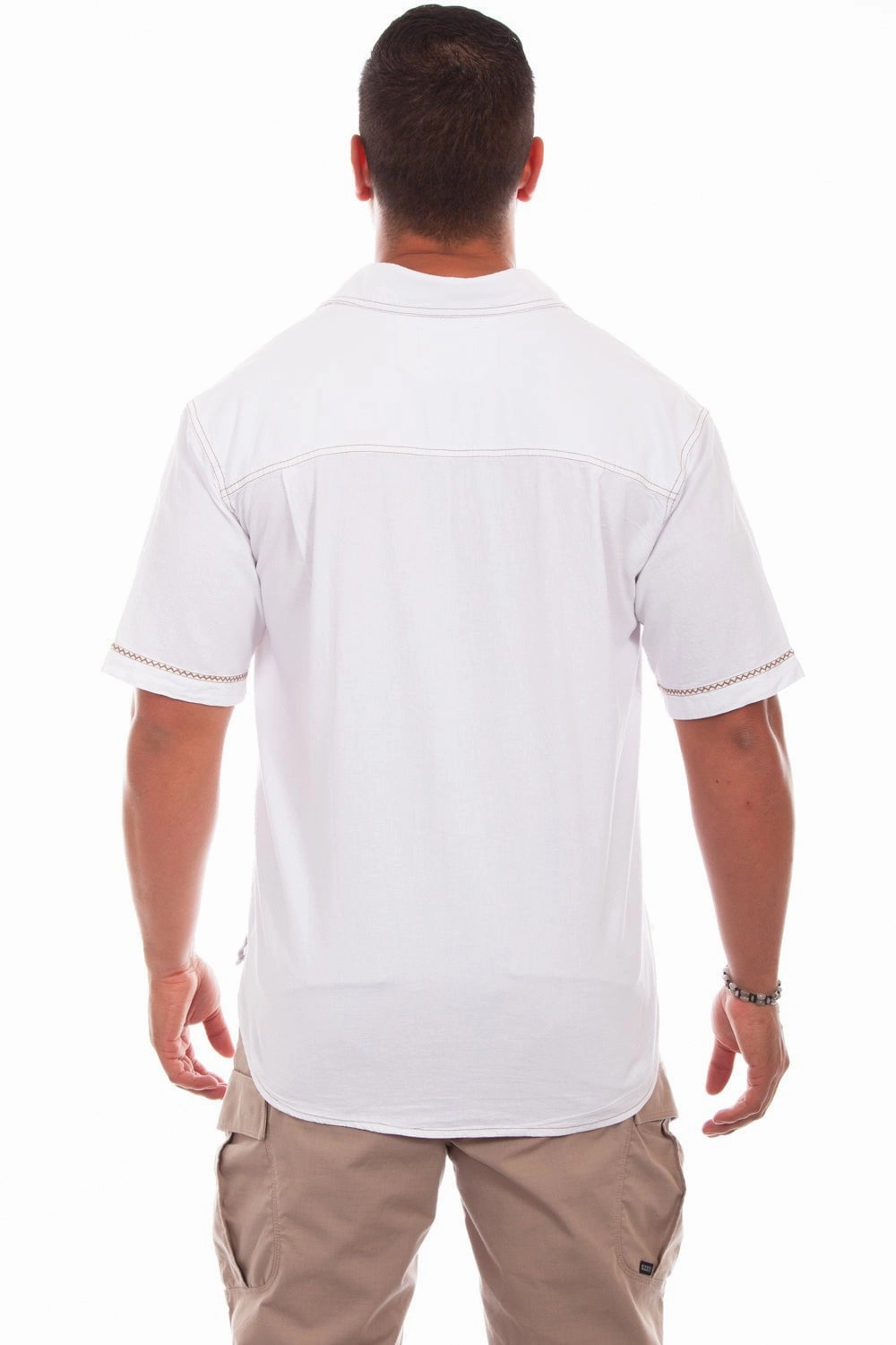 Odorless Binding Tape Scully Mens White 100% Cotton Voyager S/S Shirt