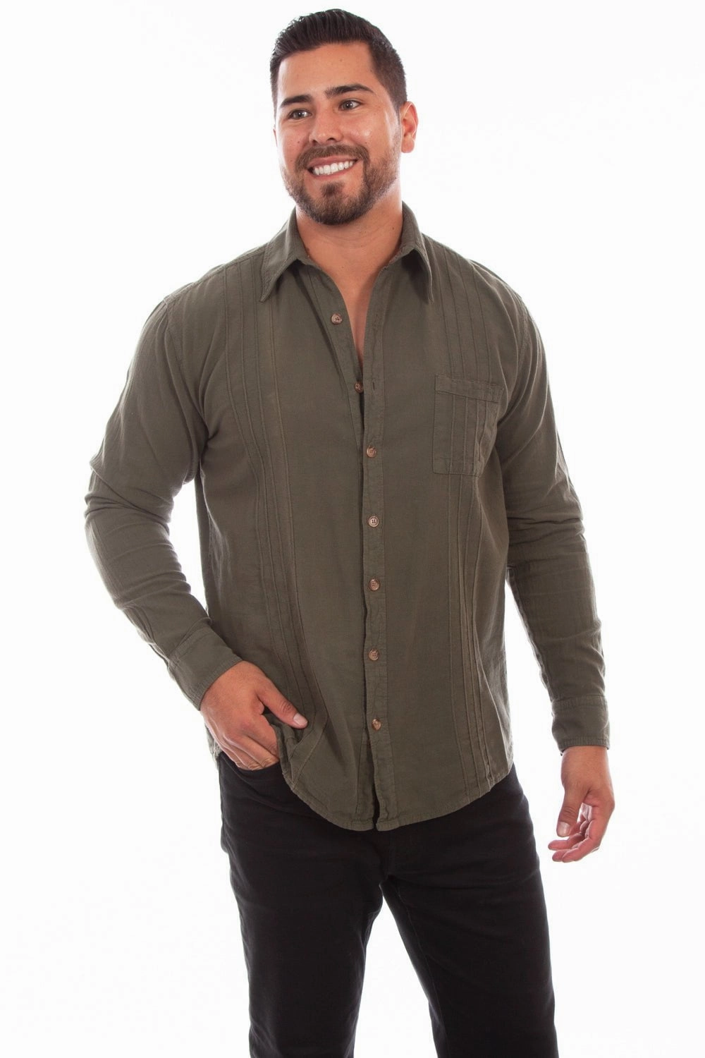 Smart Look Rugged Style Scully Mens Winter Green 100% Cotton The Mesa L/S Shirt