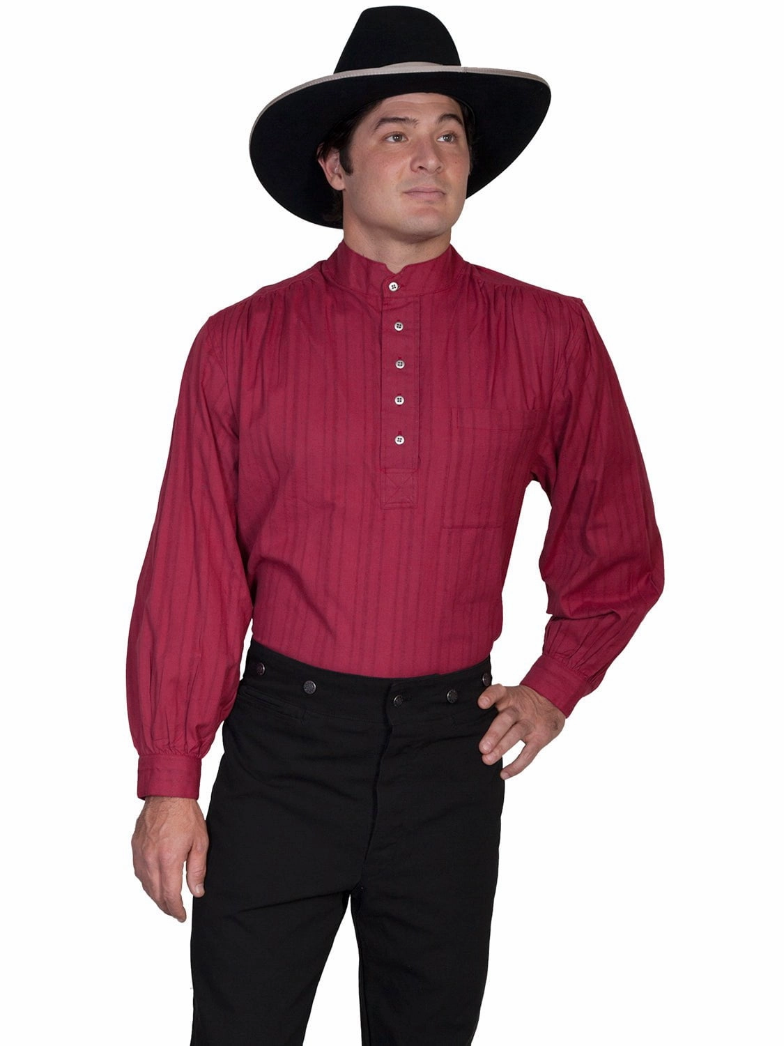 Current Style Versatile Design Scully RangeWear Mens Burgundy 100% Cotton Tombstone L/S Western Shirt
