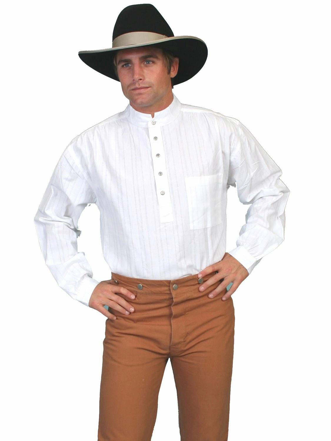 Scully RangeWear Mens White 100% Cotton Tombstone L/S Western Shirt Eco Friendly Production Comfort First Fit