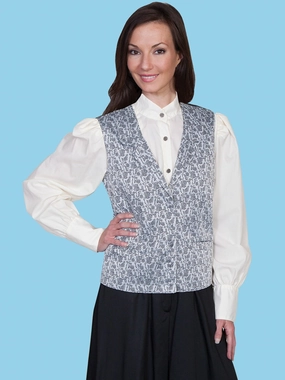 Scully Rangewear Womens Taupe Polyester Rose Vine Delicate Lapel Vest Eco Conscious Packaging