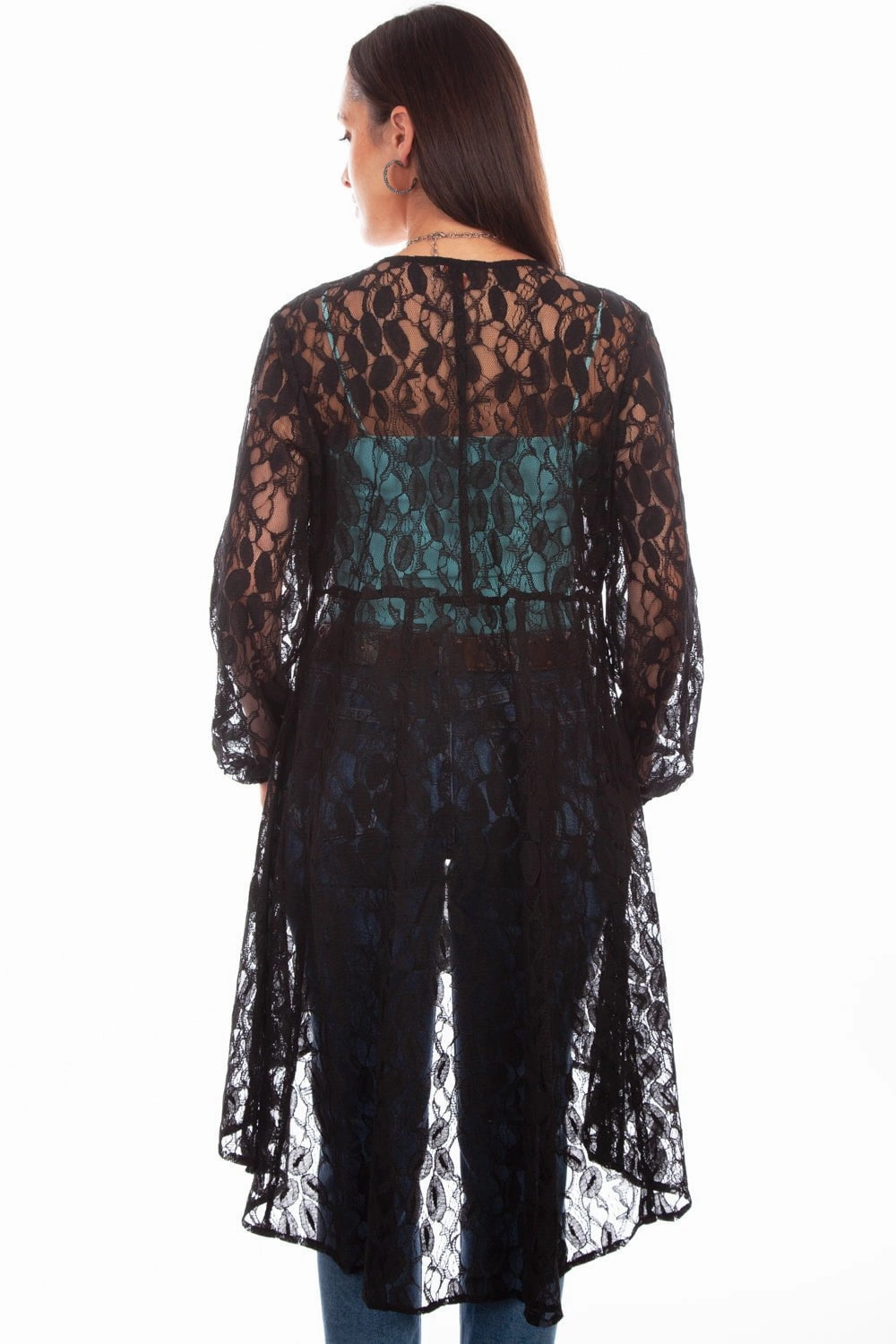 elegant design Scully Womens Black 100% Polyester Lace V-Neck Duster