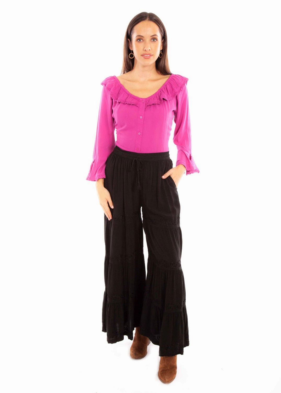 Professional Wear Urban Explorer Scully Womens Black Rayon Palazzo Pants