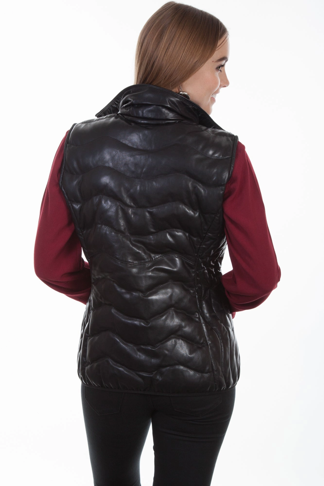Anti Pilling Surface Scully Womens Black Soft Lamb Puffer Vest