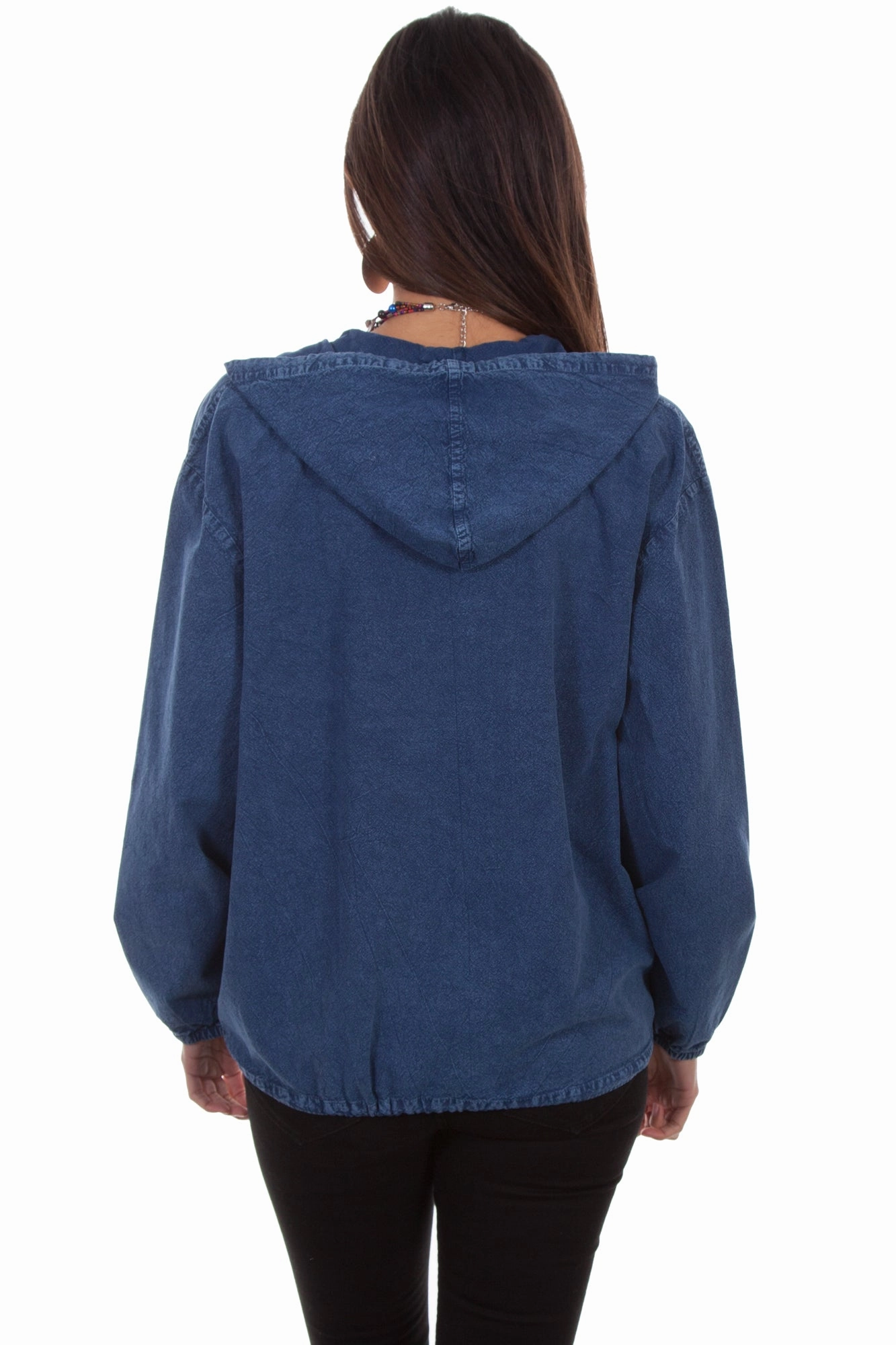 Scully Womens Dark Blue 100% Cotton Zip Front Hoodie Warm and Fashionable