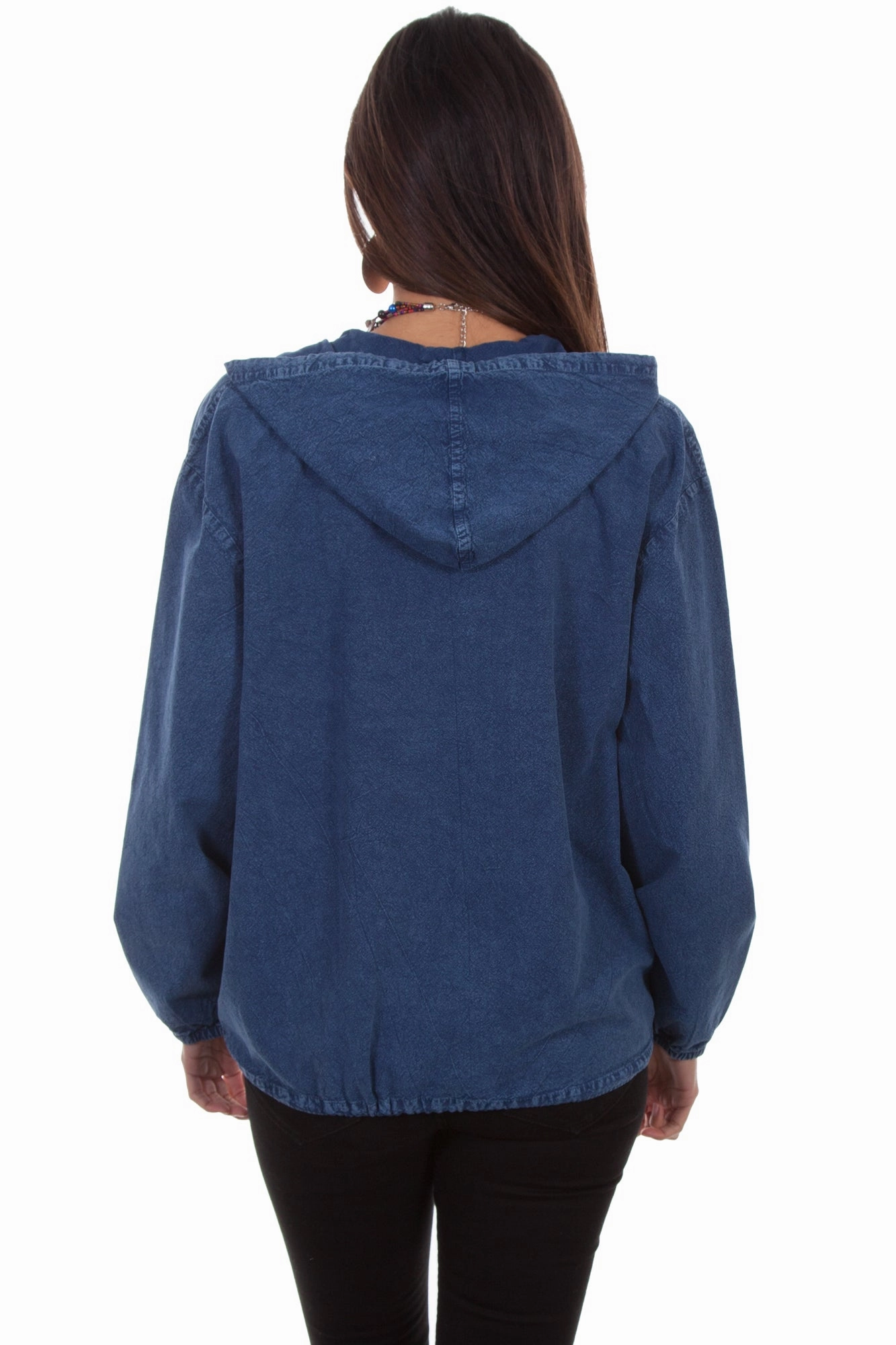 Scully Womens Dark Blue 100% Cotton Zip Front Hoodie Ventilated Underarm