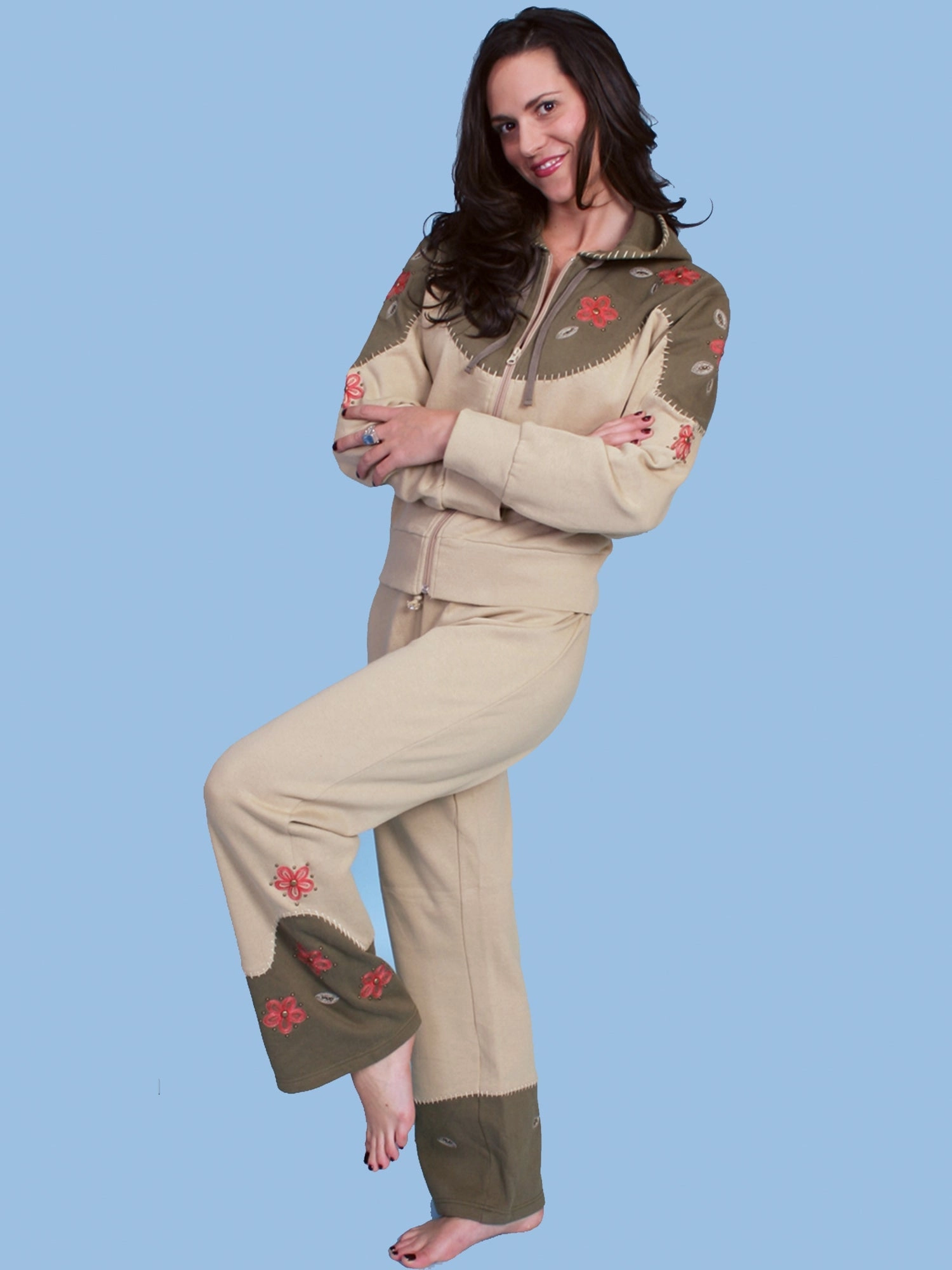 Sunny Vibes Casual Casual Edge Scully Womens Khaki 100% Cotton Two-Tone Pants