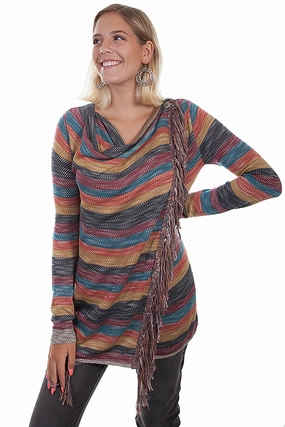 Layering Fashion Scully Womens Multi-Color Acrylic Crossover Sweater