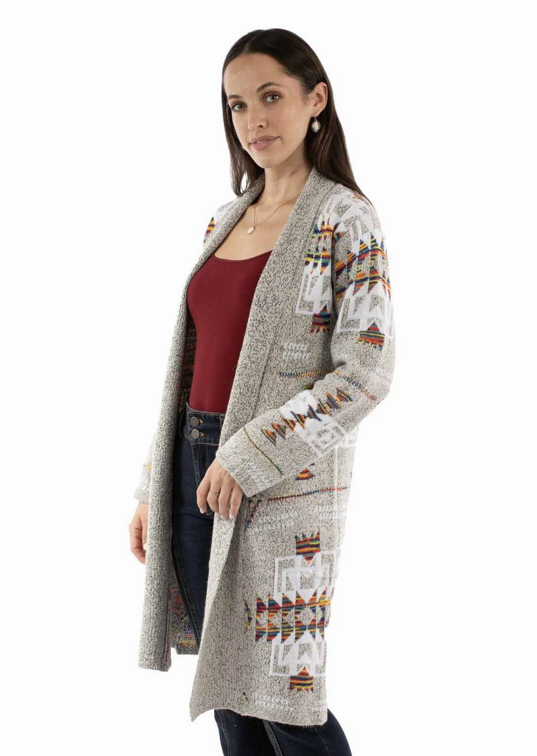 Scully Womens Open Front Cardigan Oatmeal 100% Acrylic Duster Sweater Winter Layering