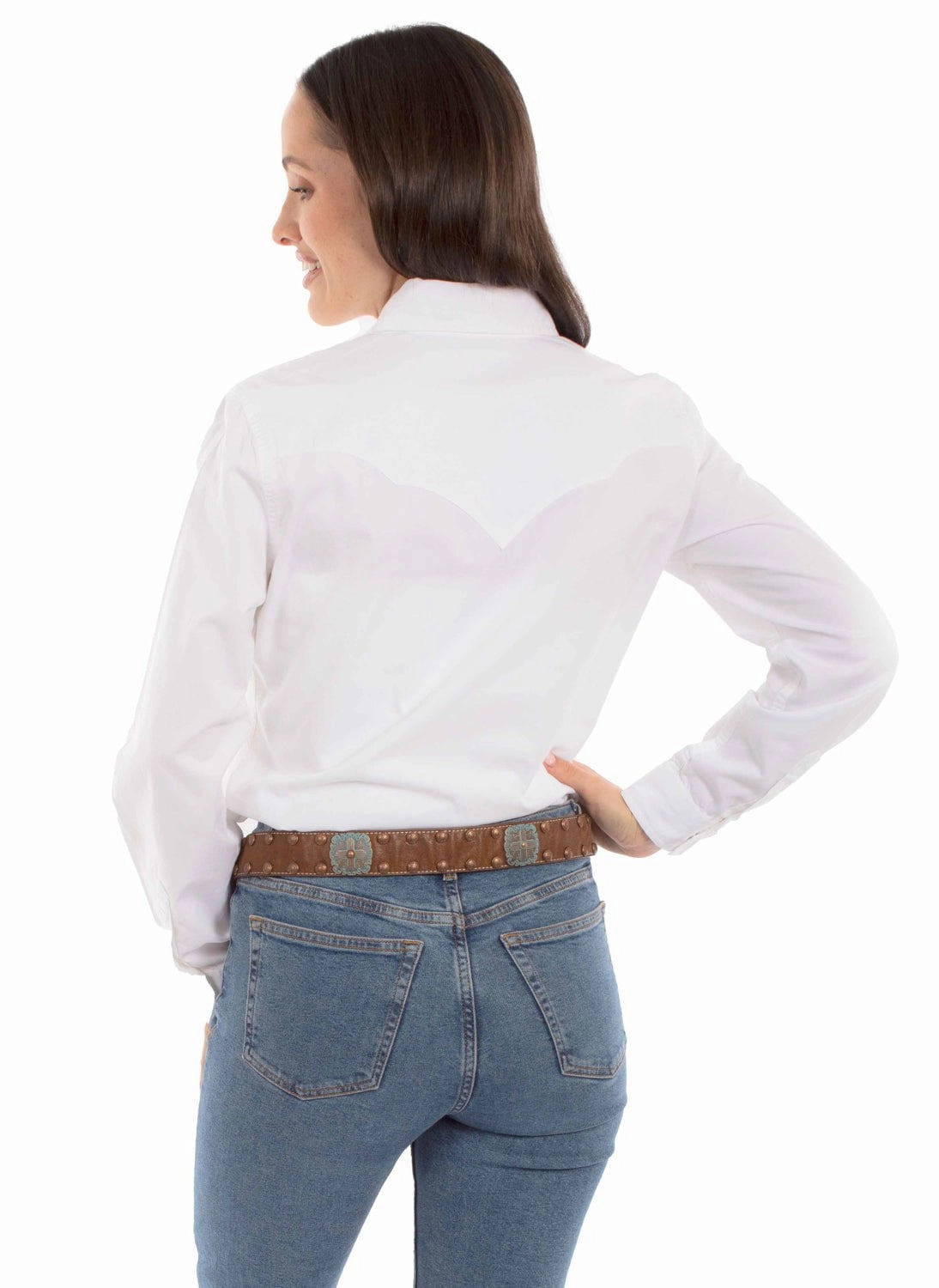 Corporate Retreat Scully Womens Plain Western White 100% Cotton L/S Shirt