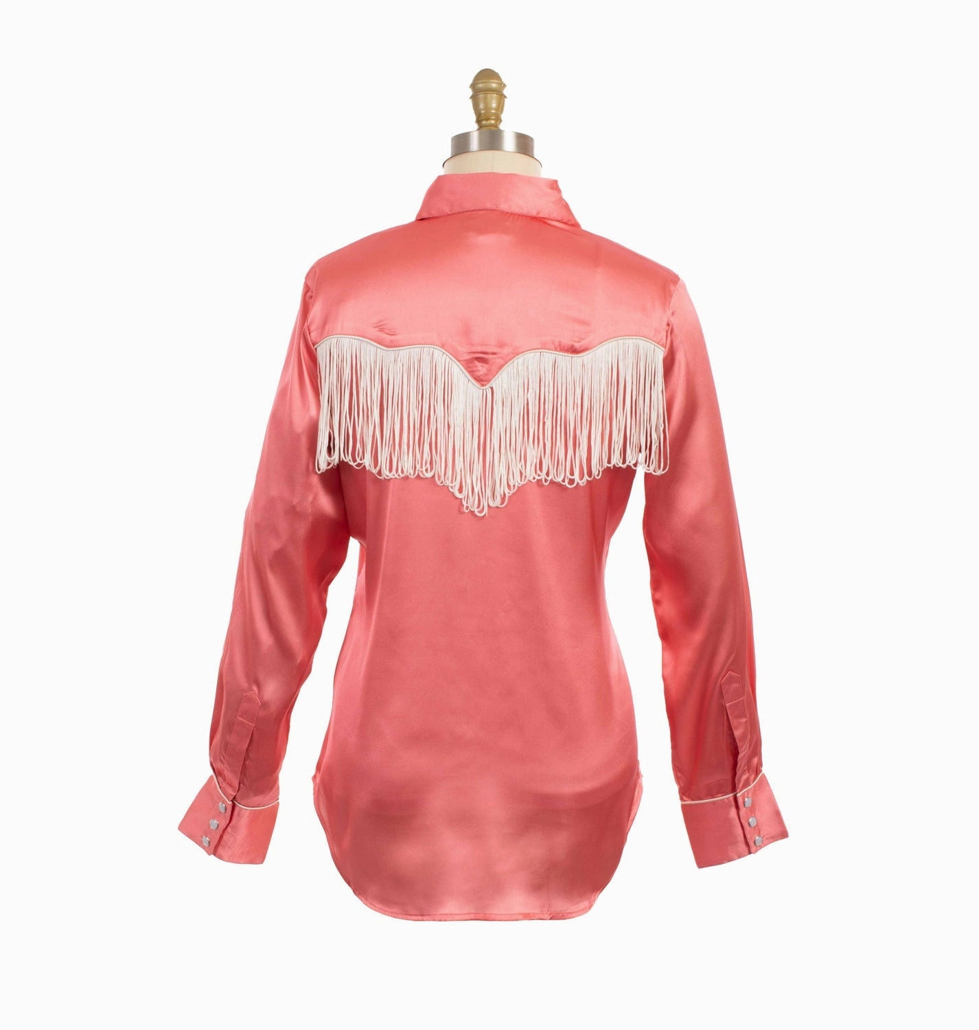 Scully Womens Retro Snap Fringe Pink 100% Polyester L/S Blouse Mesh Insert Flexible Placket Structure
