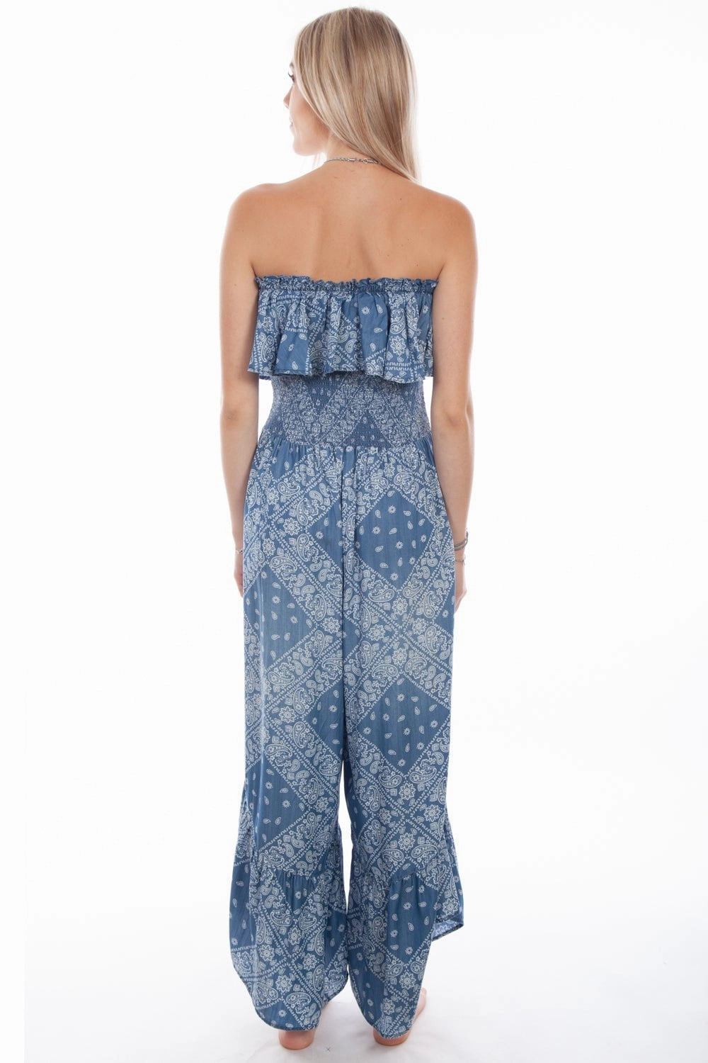 All Fit Design Scully Womens Ruffle Trim Light Blue 100% Lyocell Romper