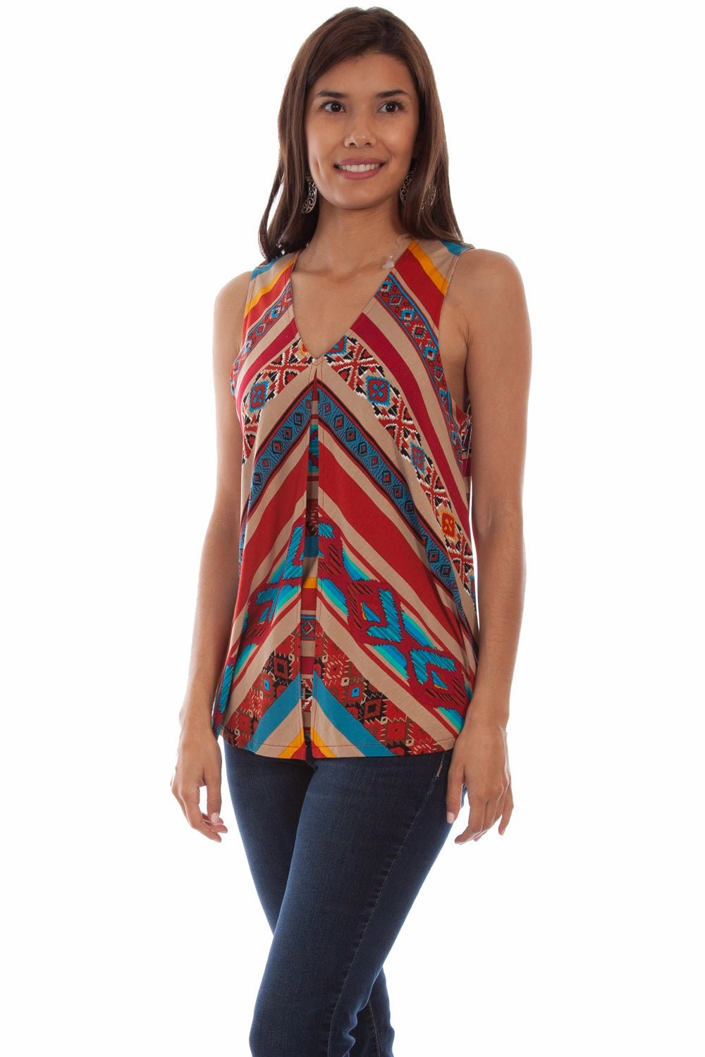Scully Womens Serape Viscose Fly Away Tank Top Short Sleeve