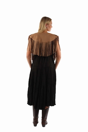 Scully Womens Short Fringe Shawl Tan 100% Polyester Sweater Wrap Stylish Choice