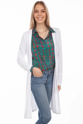 Cold Day Fashion Scully Womens White Viscose Side Slit Cardigan