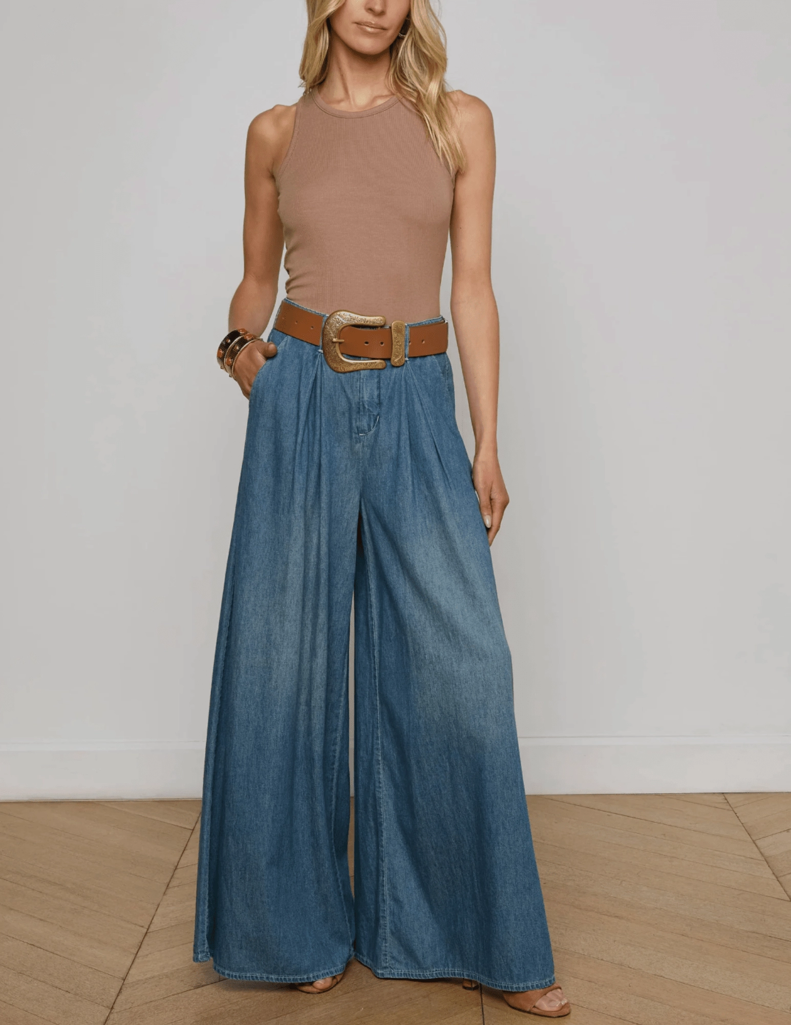 Any Occasion Couple Look Smooth L'AGENCE Lorenza High Rise Palazzo Jeans in Saratoga