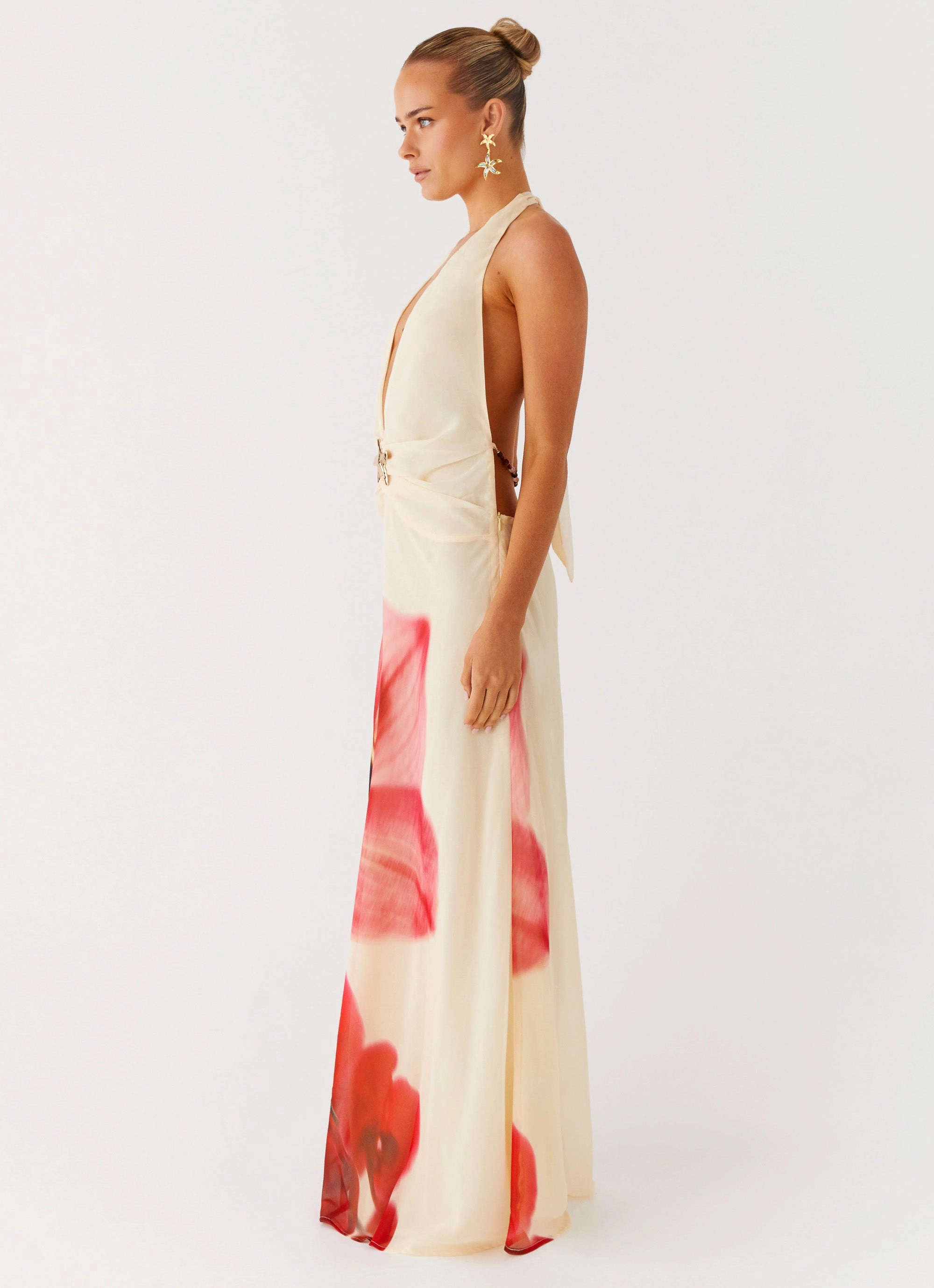Open Back Belivia Maxi Dress - Yellow Bloom