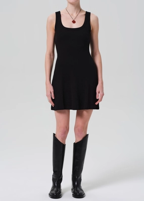 Faye Tank Dress in Black Solid-color