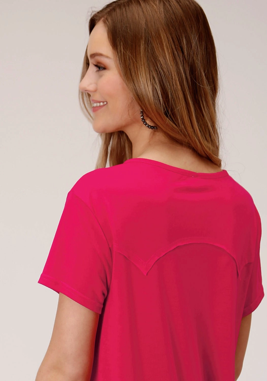 Roper Womens Red Poly/Rayon Horseshoe S/S Cowgirl T-Shirt Versatile Outfit