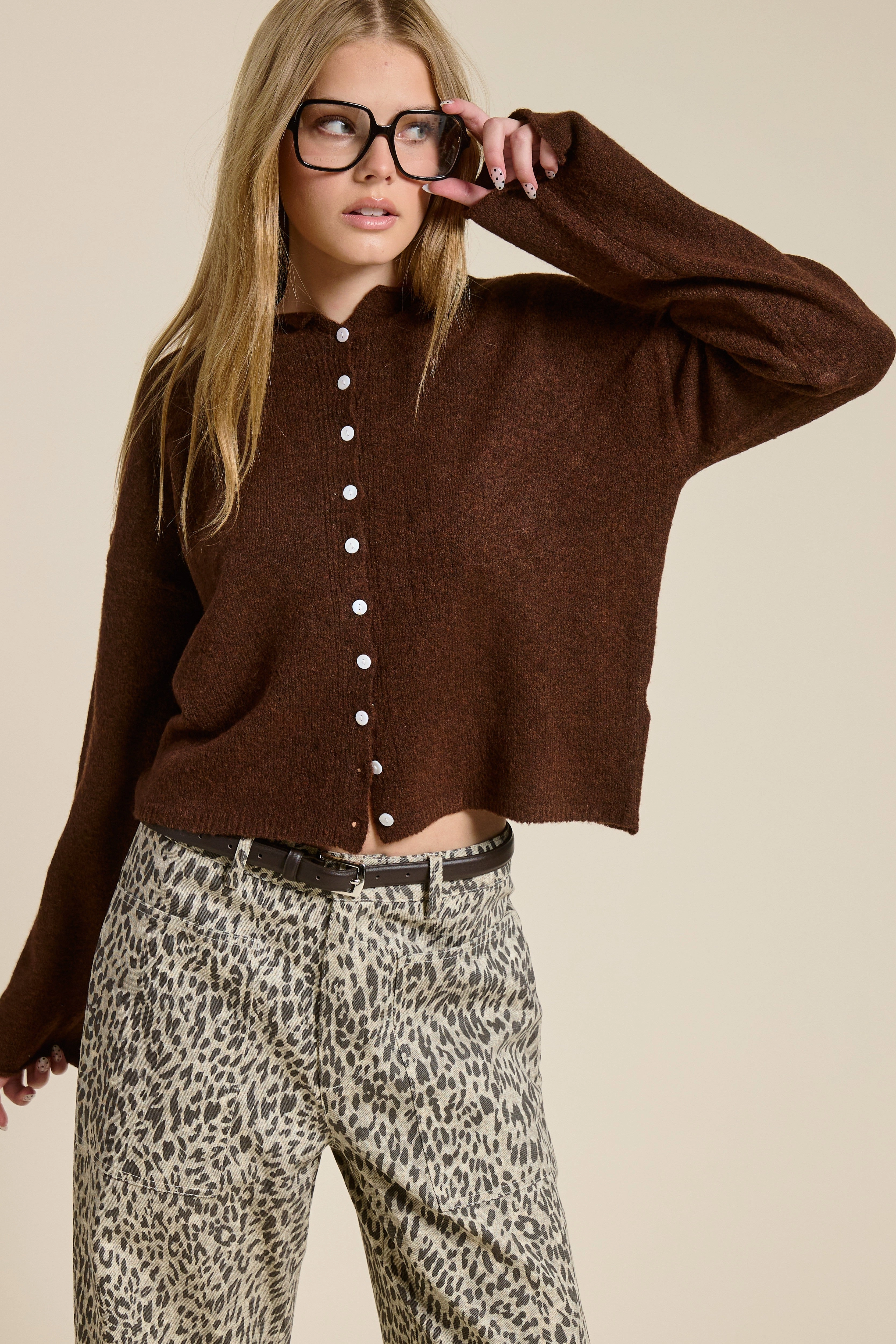 Elise Button Down Cardigan - Chocolate Cozy Wardrobe