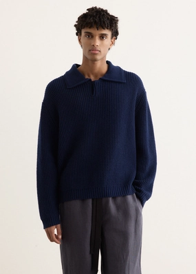 Brushed Interior Long Sleeve Button Polo Sweater