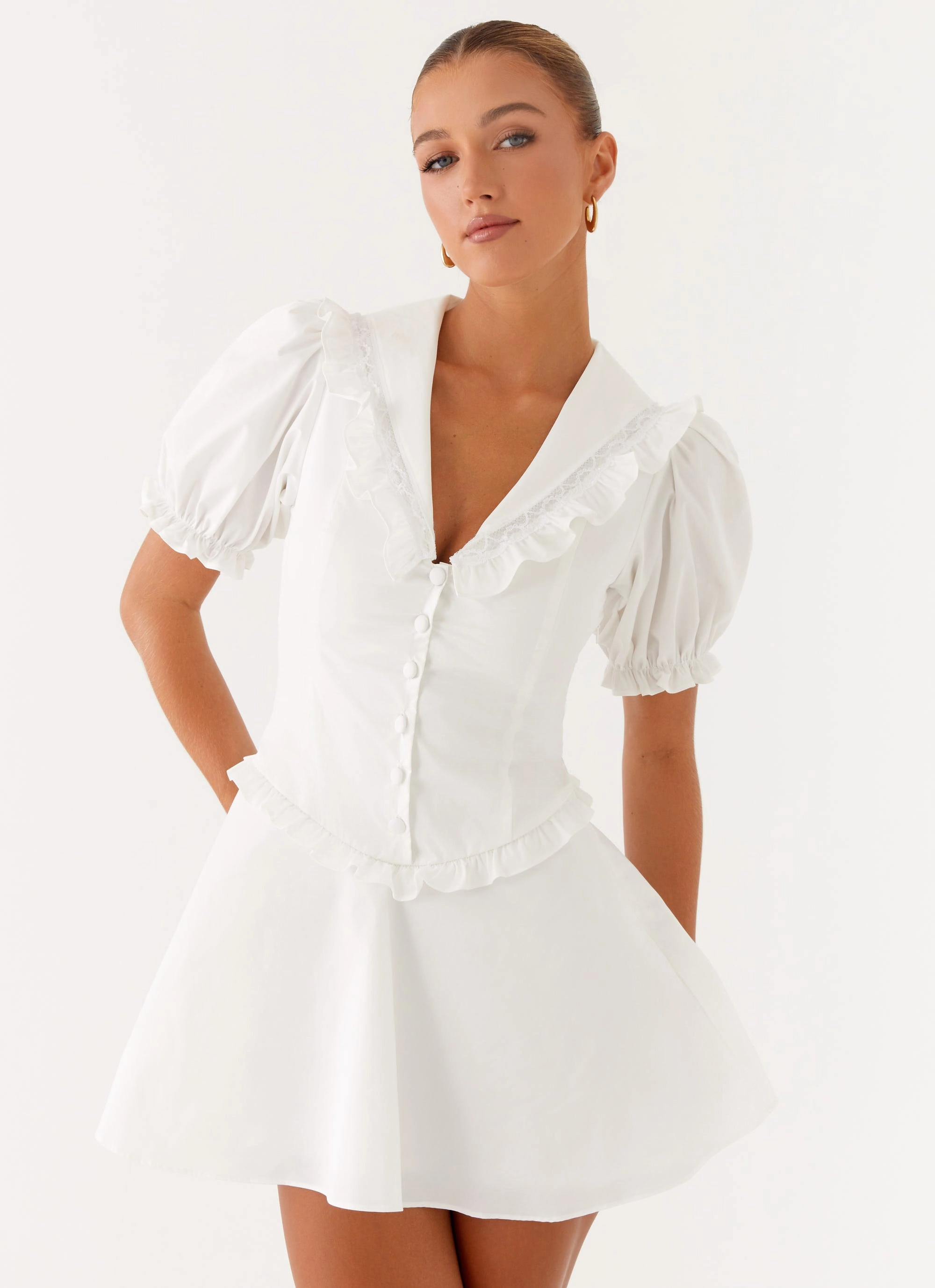 Seana Mini Dress - White Upgrade-Option Silk Flow