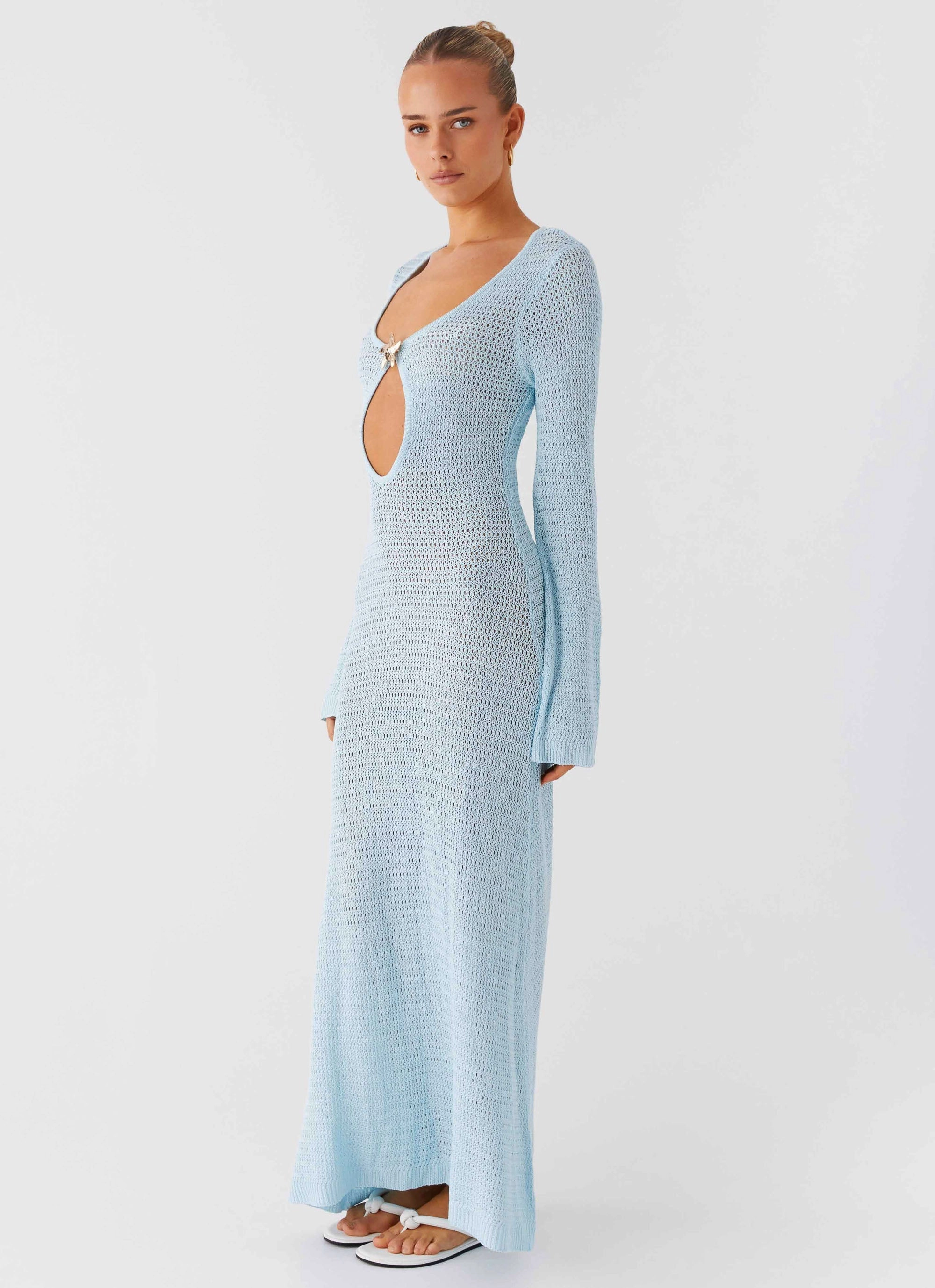 Seascape Chochet Maxi Dress - Blue Natural Layers