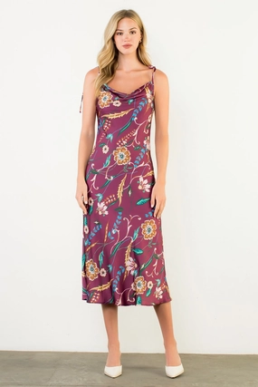 TIE STRAP FLORAL SLIP DRESS Chic Casual Wear Airy Feel