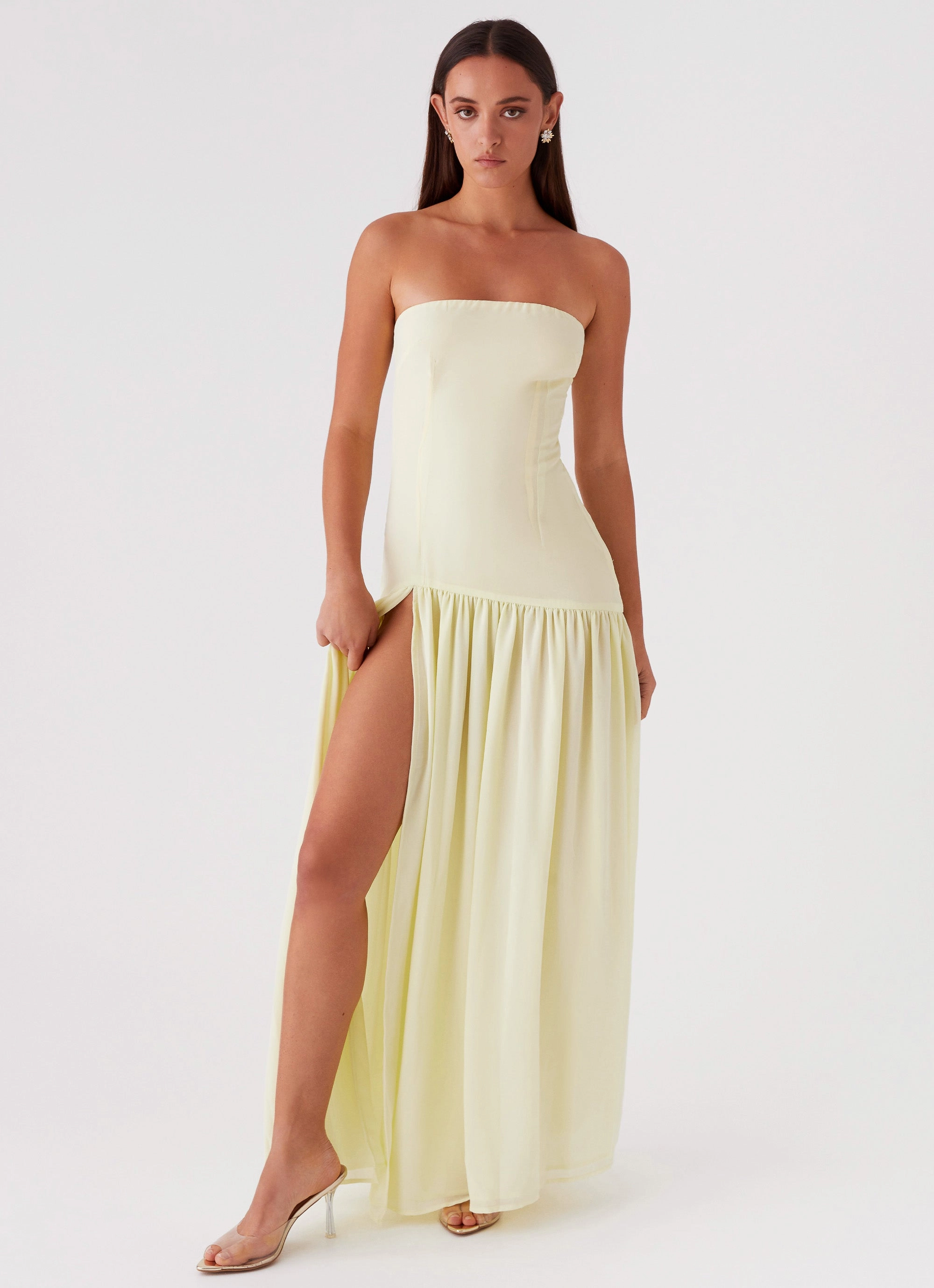 Eden Strapless Maxi Dress - Yellow Curve Friendly Comfy Fit Wear