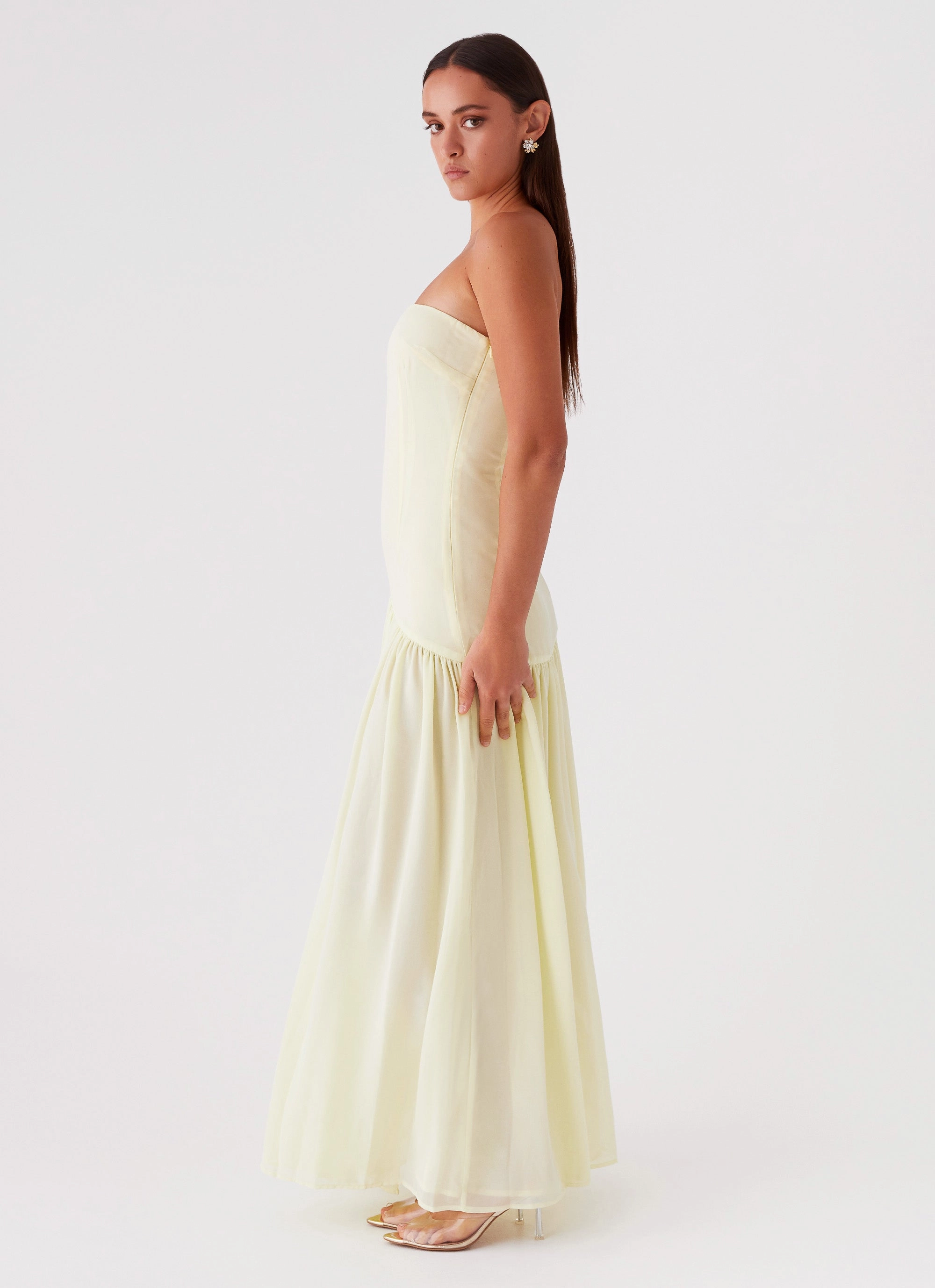 Eden Strapless Maxi Dress - Yellow Cozy Feel