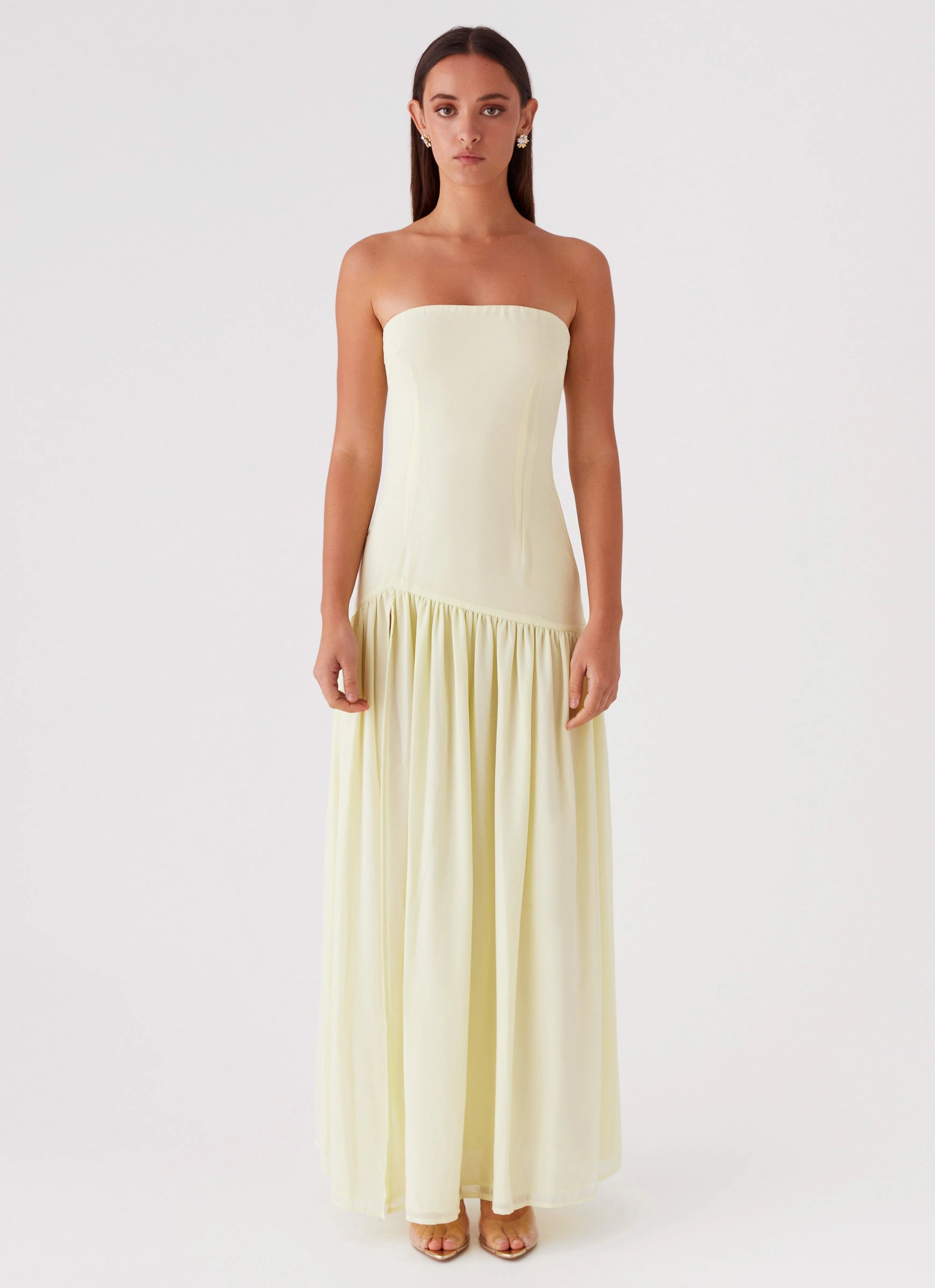 Relaxed and Effortless Eden Strapless Maxi Dress - Yellow