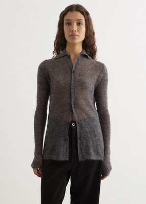 Kid Mohair Sheer Knit Shirt Cardigan Modern Warmth Circular Knit Technique