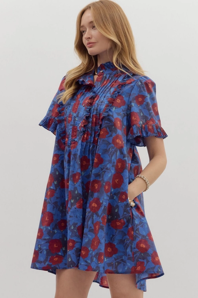 Relaxing Style Fashionable Wear Clover Floral Babydoll Dress