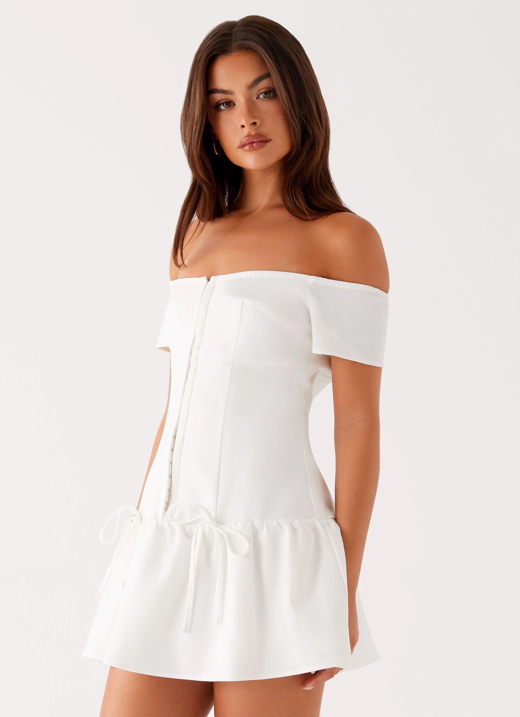 Penny Mini Dress - White Neat Finish Timeless office dress