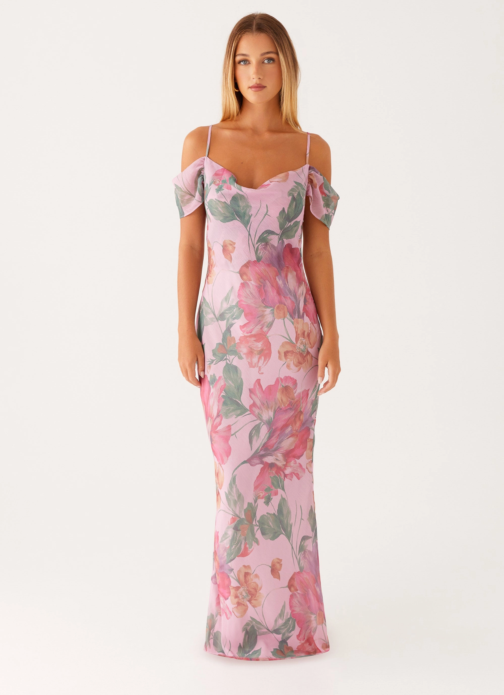 Seline Maxi Dress - Pink Floral All Time Fit Cool Draping