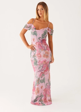 Seline Maxi Dress - Pink Floral Lounge Feel