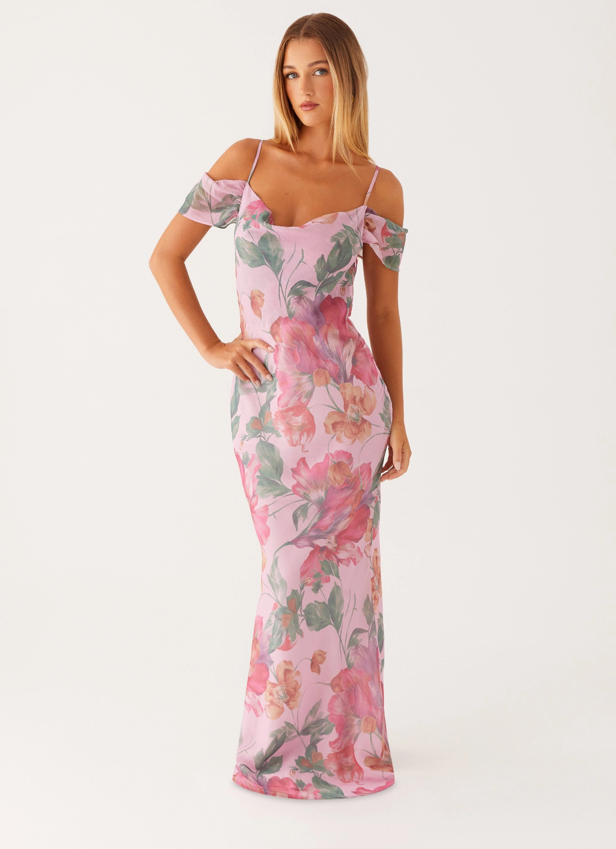 Seline Maxi Dress - Pink Floral Lounge Feel