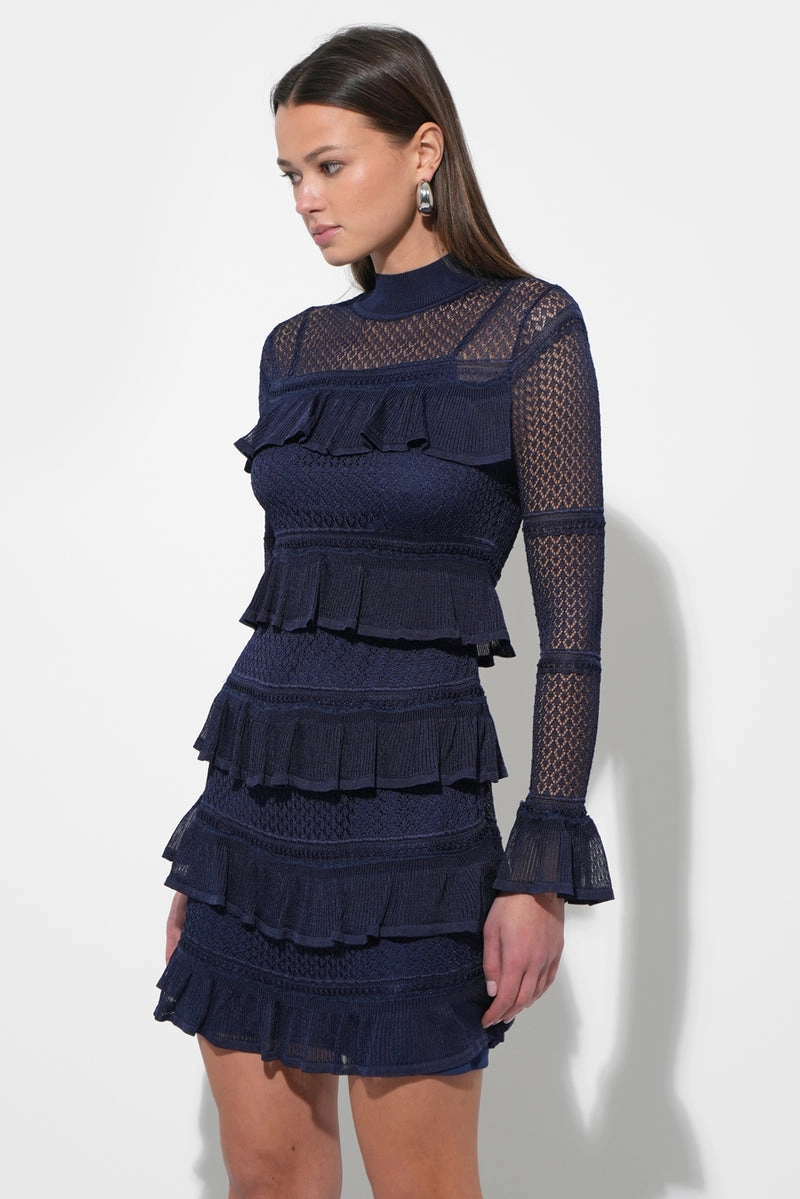 SERA RUFFLED TIERED MINI DRESS Pure Stitch Dreamy Drape