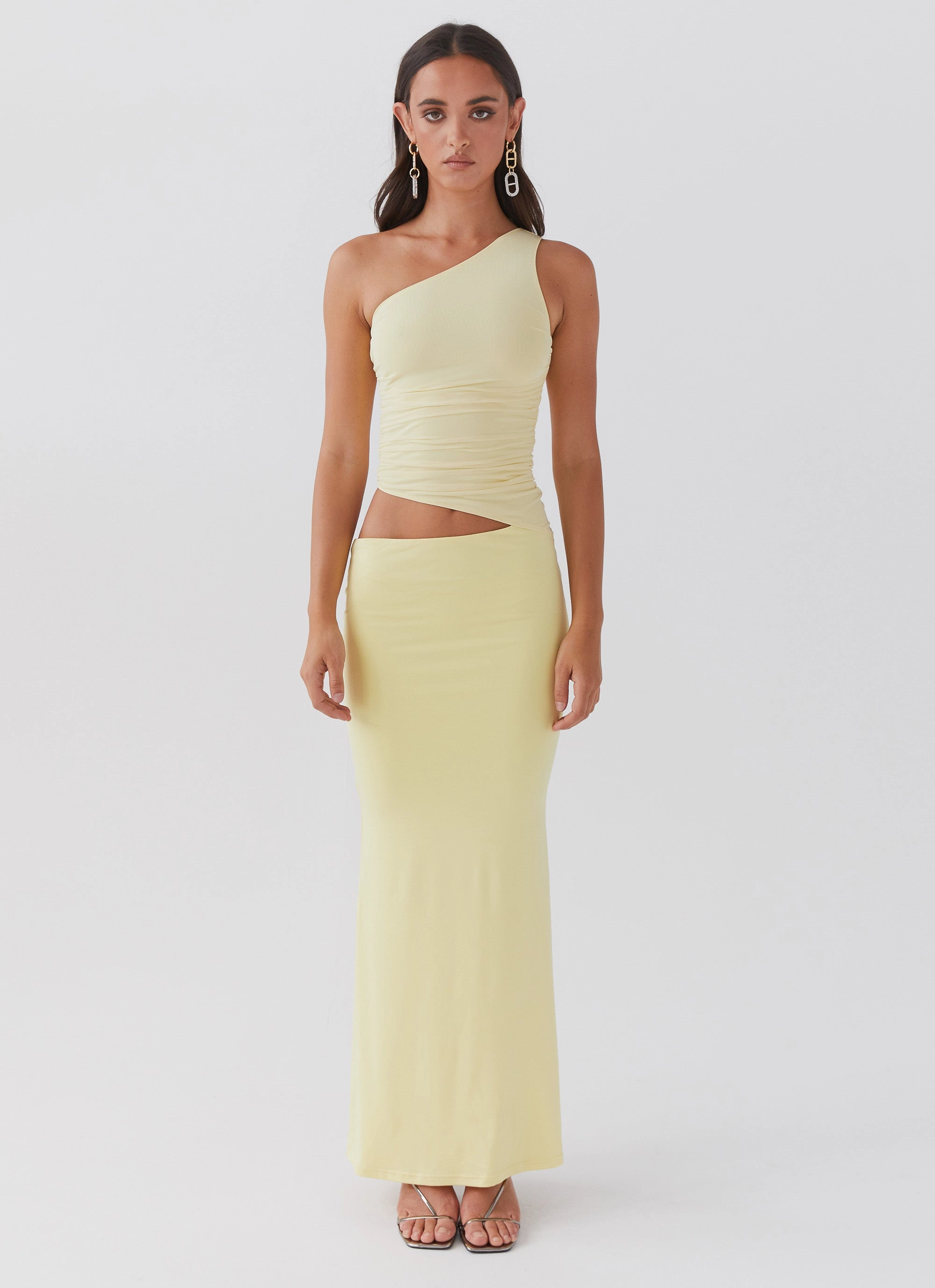 Fitted Design Bright Vibe Seranella One Shoulder Maxi Dress - Lemon