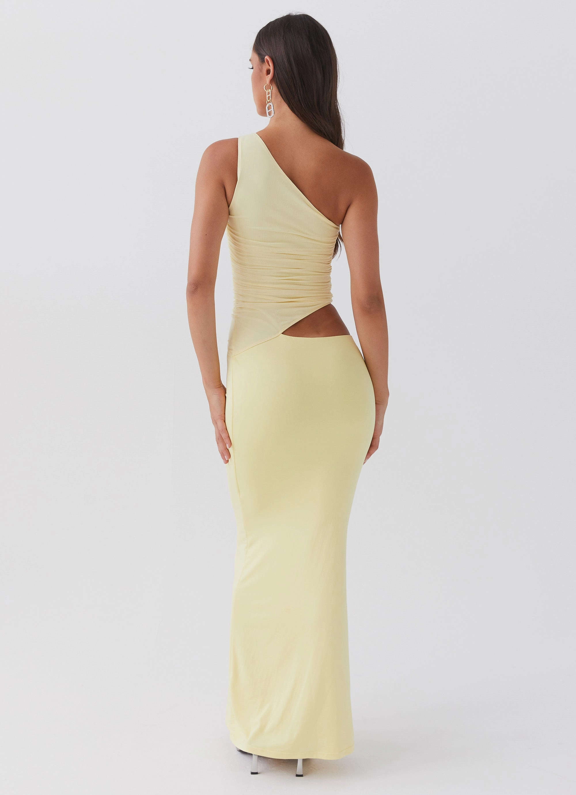 Seranella One Shoulder Maxi Dress - Lemon Subtle Glam