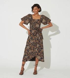 Event Perfect Drawstring-Closure Seraphina Midi Dress | Magnolia