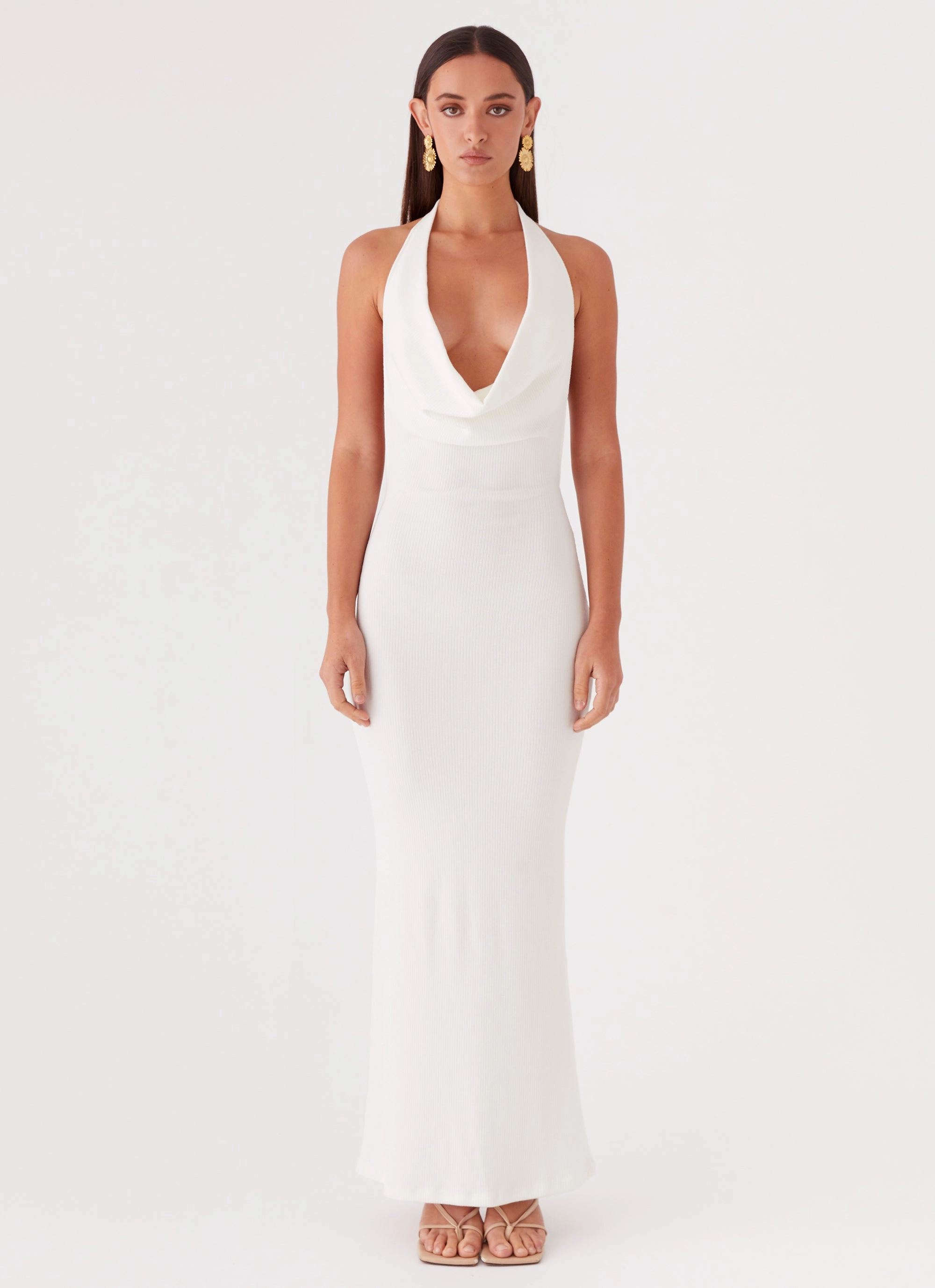 Chic Comfort Silky Shape Anella Maxi Dress - White