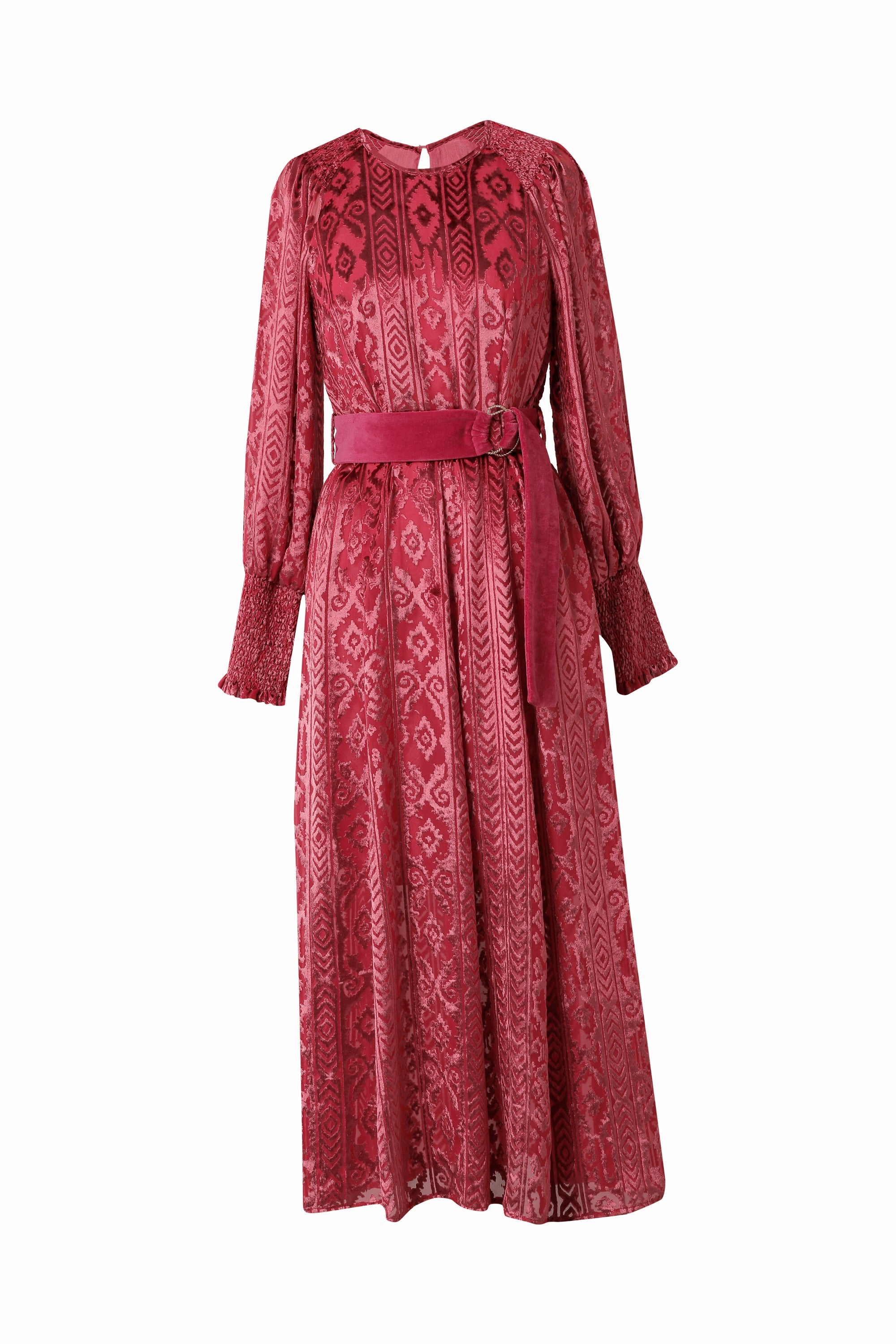 Compressible Sharon Devore Dress in Fuchsia
