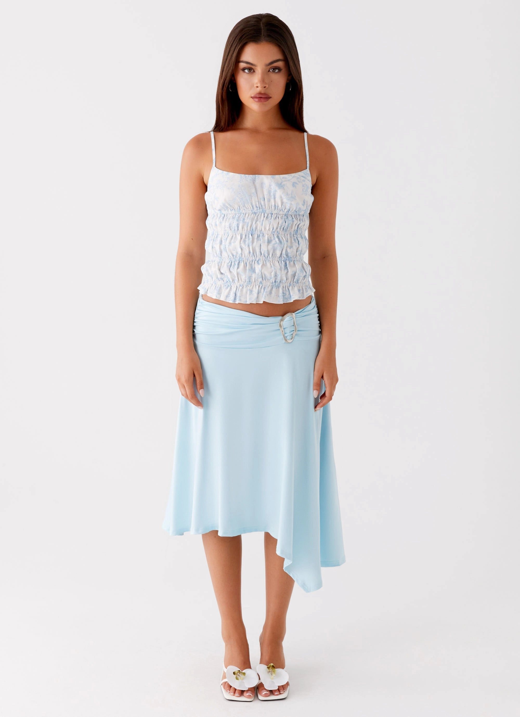 Brisa Midi Skirt - Turquoise Layered Style Smart Look
