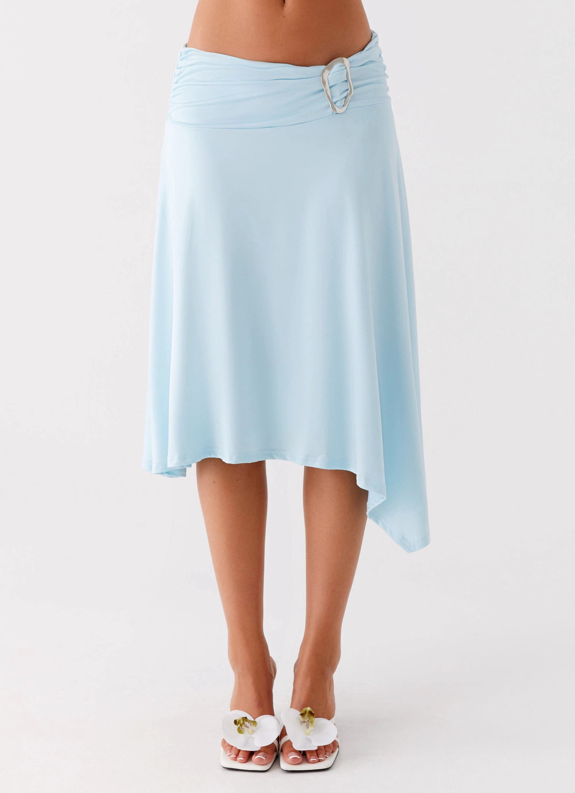 Brisa Midi Skirt - Turquoise Elasticized Cuff
