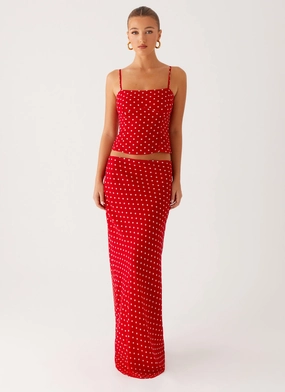 Family Celebration Bendita Maxi Skirt - Red Polka Dot